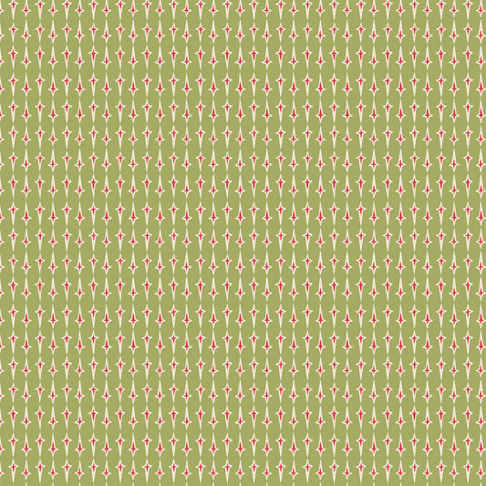 Pocketful of Joy Stars Green DV7193 by Natalie Bird for Devonstone Fabrics (sold in 25cm increments)