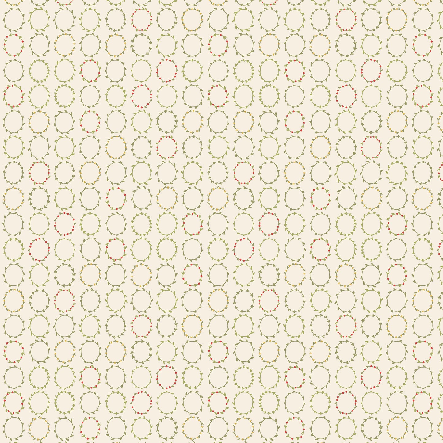 Pocketful of Joy Wreath Cream DV7195 by Natalie Bird for Devonstone Fabrics (sold in 25cm increments)