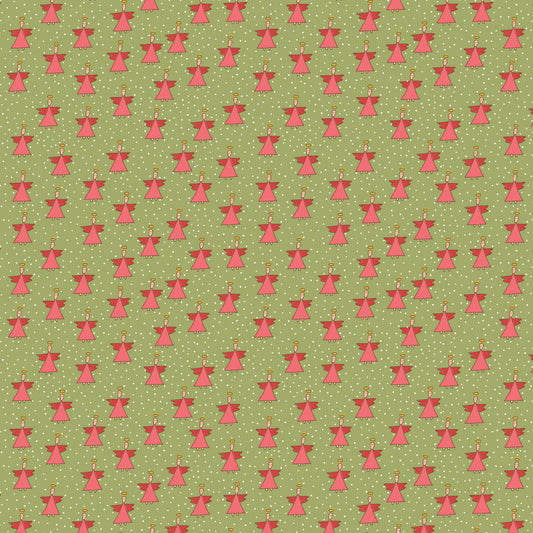 Pocketful of Joy Angel Green DV7201 by Natalie Bird for Devonstone Fabrics (sold in 25cm increments)