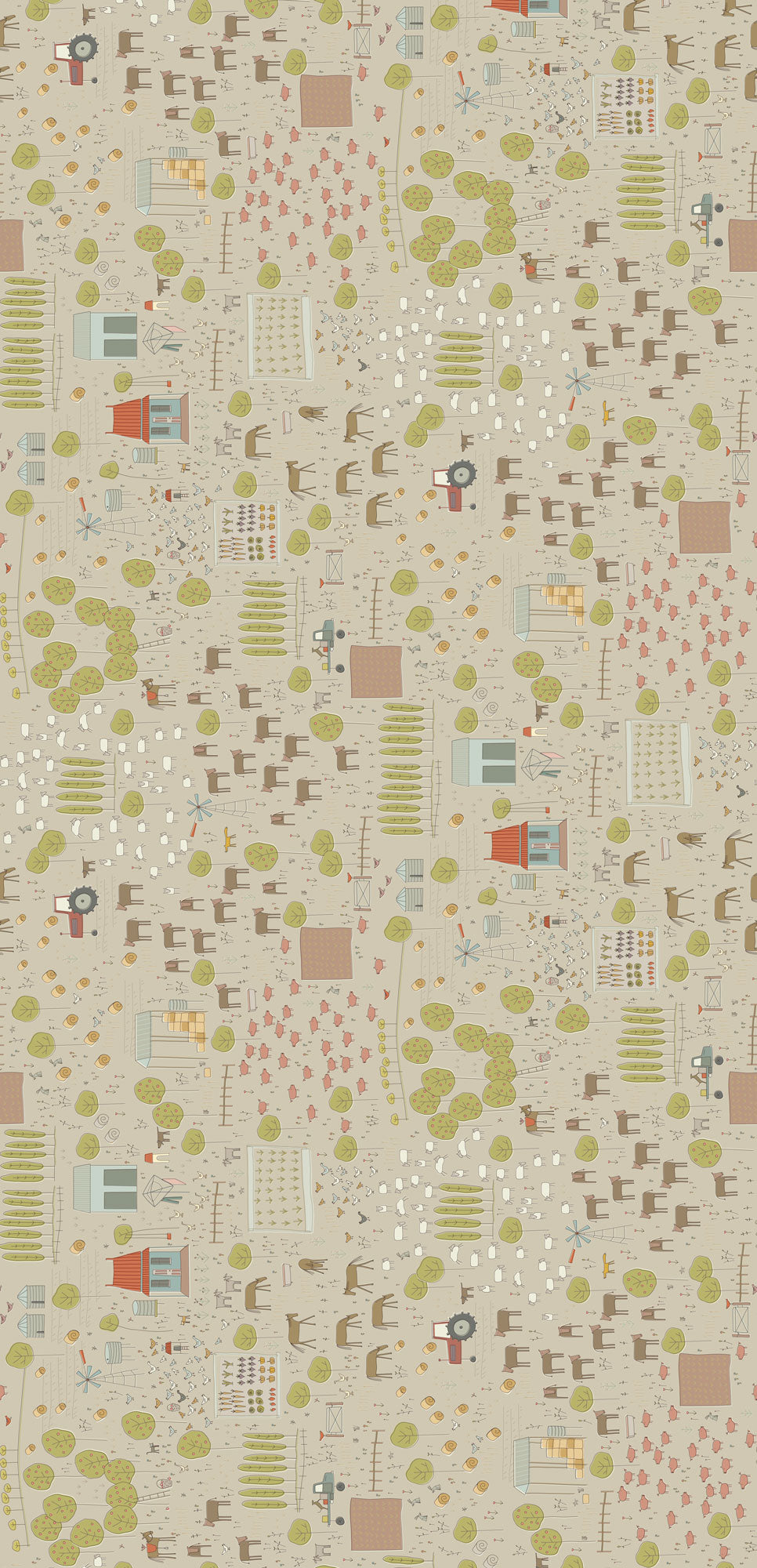 Appleby Farm Main Print Taupe DV7731 by Hatched and Patched for Devonstone Fabrics (sold in 25cm increments)