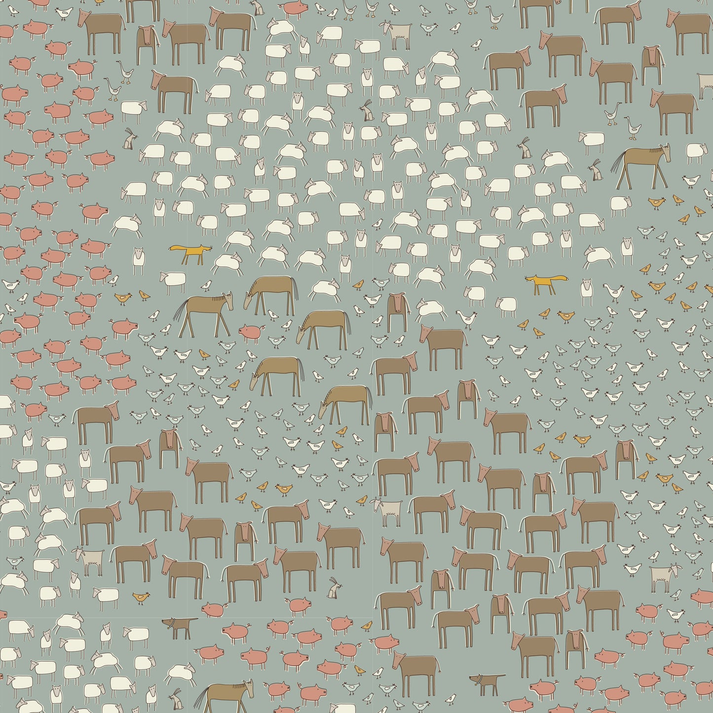 Appleby Farm Animals Grey DV7734 by Hatched and Patched for Devonstone Fabrics (sold in 25cm increments)