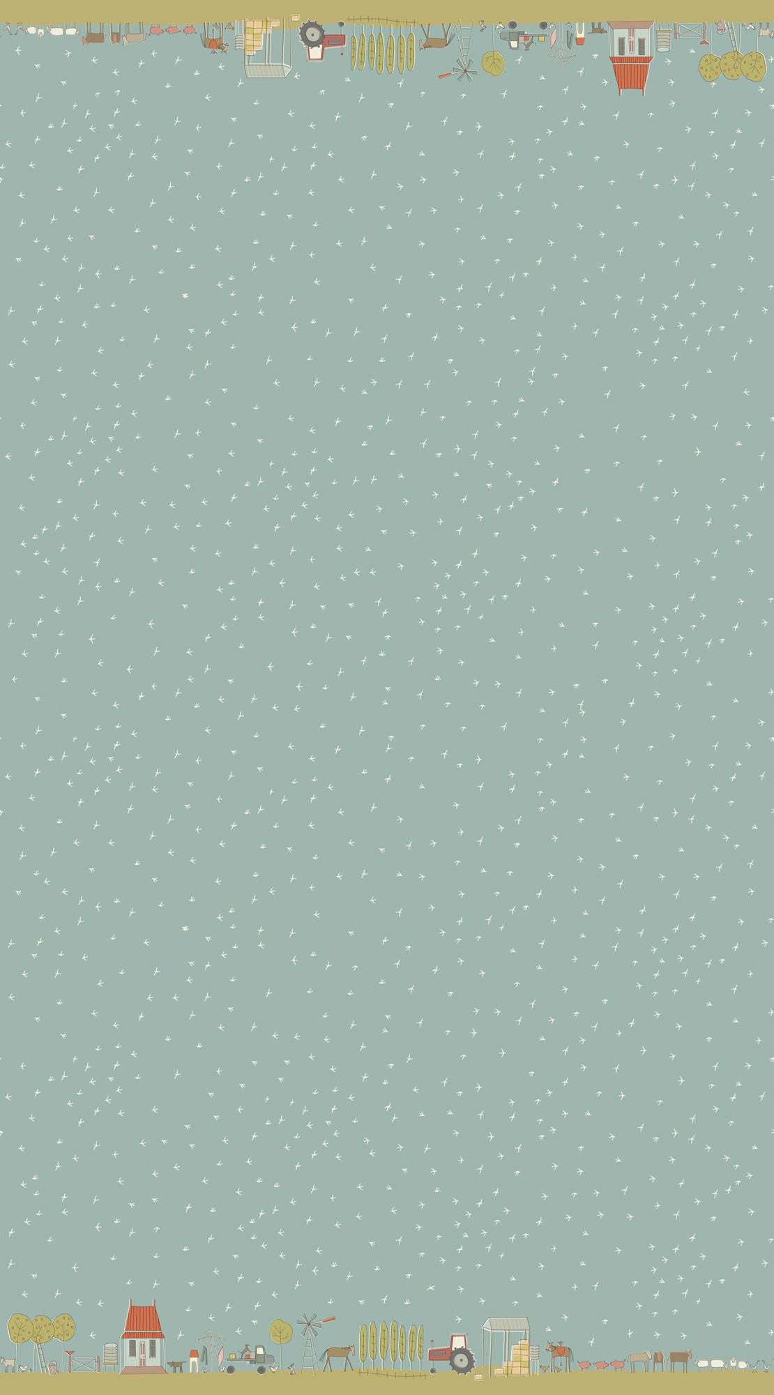 Appleby Farm Border Print Blue DV7736 by Hatched and Patched for Devonstone Fabrics (sold in 25cm increments)
