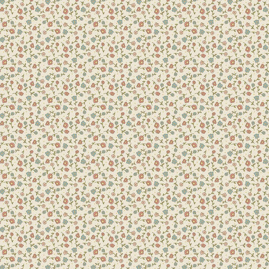 Appleby Farm Floral Cream DV7737 by Hatched and Patched for Devonstone Fabrics (sold in 25cm increments)