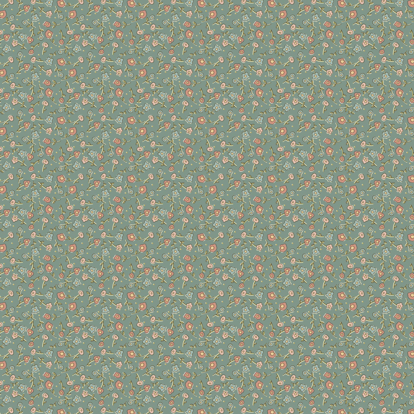 Appleby Farm Floral Blue DV7738 by Hatched and Patched for Devonstone Fabrics (sold in 25cm increments)