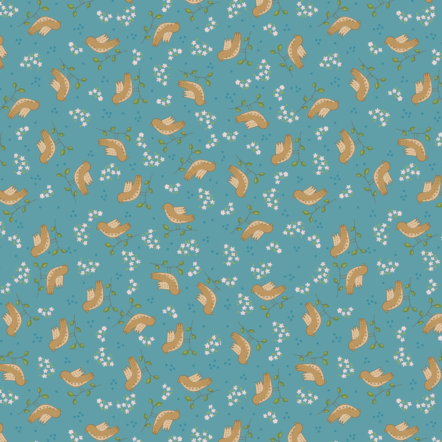 Out & About Scattered Bird Dark Blue DV7760 by Natalie Bird for Devonstone Fabrics (sold in 25cm increments)