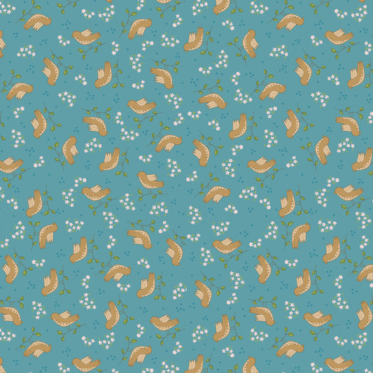 Out & About Scattered Bird Dark Blue DV7760 by Natalie Bird for Devonstone Fabrics (sold in 25cm increments)