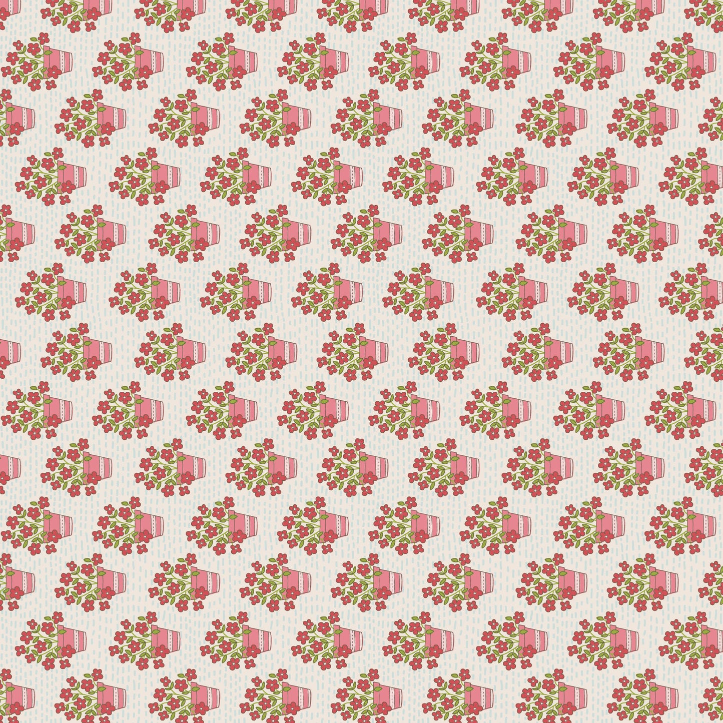 Out & About Flower Pot White DV7762 by Natalie Bird for Devonstone Fabrics (sold in 25cm increments)