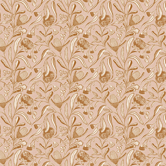 Bushland Beauty Banksia Brown DV7863 by Wirihana Designs for Devonstone Fabrics (sold in 25cm increments)