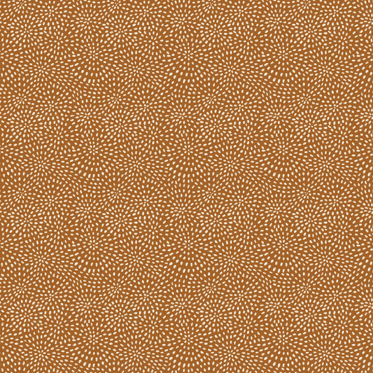 Bushland Beauty White Dot on Brown DV7865 by Wirihana Designs for Devonstone Fabrics (sold in 25cm increments)