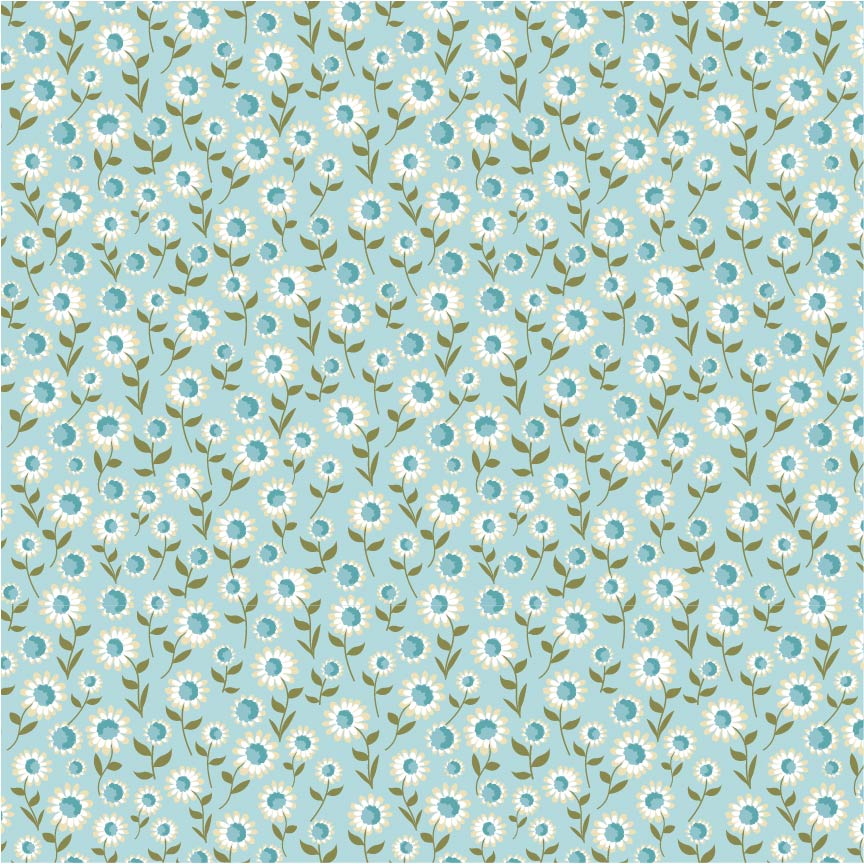 Homestead Daisy Dukes Blue PH23403 by Prairie Sisters for Poppie Cotton (sold in 25cm increments)