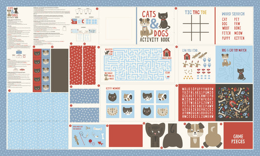 Dog Daze Activity Book Panel by Stacy Iest Hsu for Moda fabrics