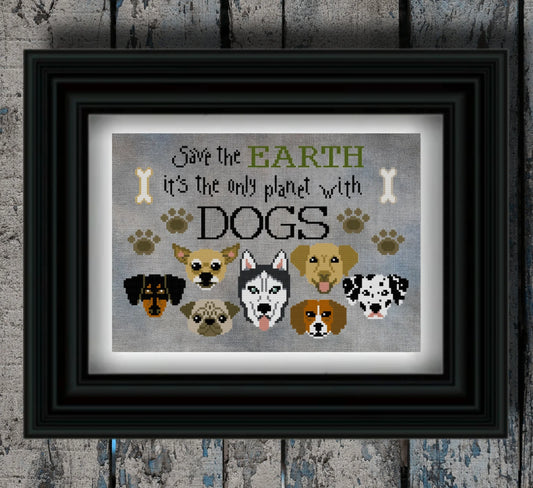 Dogs-Save The Earth Series Cross Stitch Pattern by Puntini Puntini