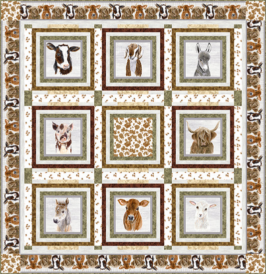 Down On The Farm Quilt Fabric Kit featuring Little Seedlings Farm