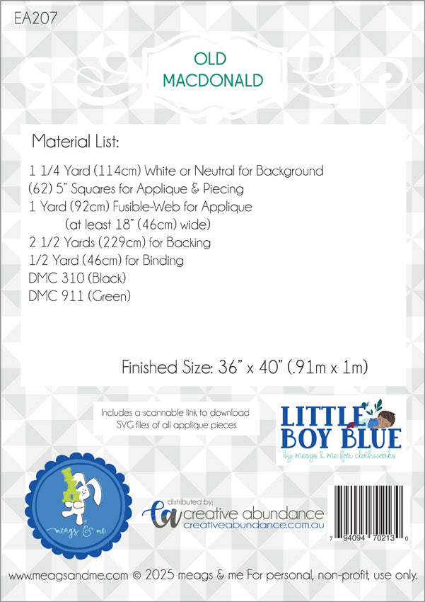 Old MacDonald Quilt Pattern by Meags and Me