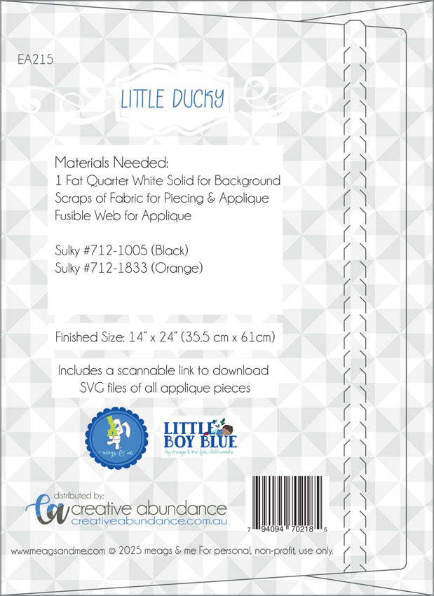 Little Ducky Mini Quilt Pattern by Meags and Me