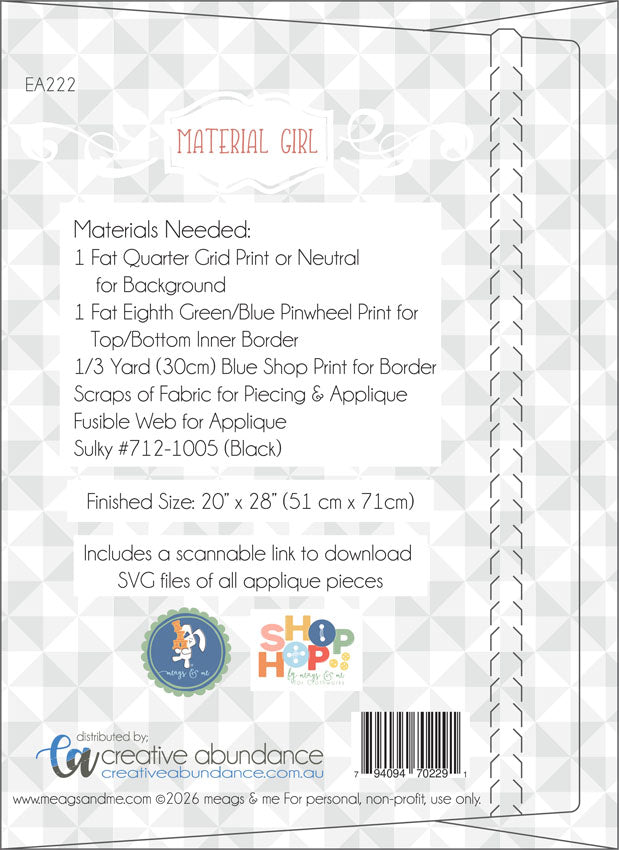 Material Girl Mini Quilt Pattern by Meags and Me