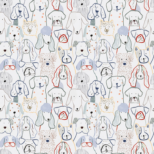 Flannel Inky Dog Club Gray by RBD Designers for Riley Blake Fabrics (sold in 25cm increments)