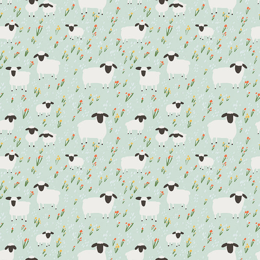 Flannel Little Lambs Mint by RBD Designers for Riley Blake Fabrics  (sold in 25cm increments)