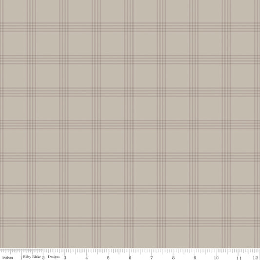Till The Cows Come Home Plaid Taupe Flannel by RBD Designers for Riley Blake Designs (sold in 25cm increments)