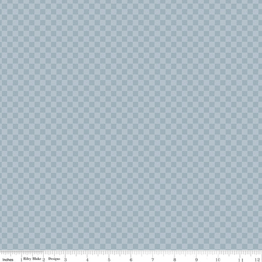 Till The Cows Come Home Checks Blue Flannel by RBD Designers for Riley Blake Designs (sold in 25cm increments)