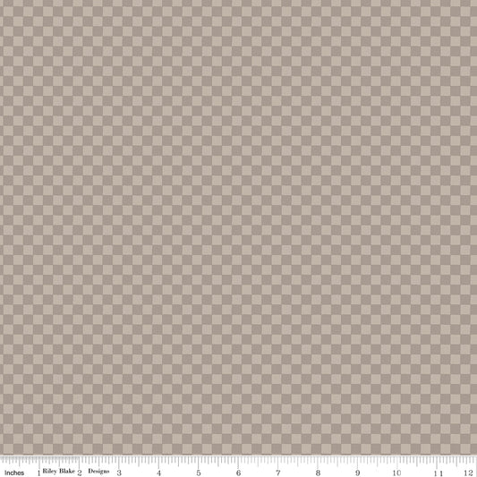 Till The Cows Come Home Checks Taupe Flannel by RBD Designers for Riley Blake Designs (sold in 25cm increments)