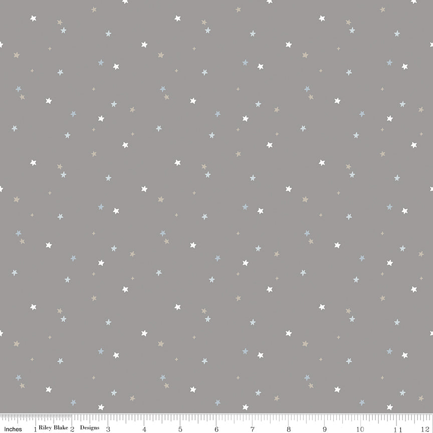 Till The Cows Come Home Stars Steel Flannel by RBD Designers for Riley Blake Designs (sold in 25cm increments)