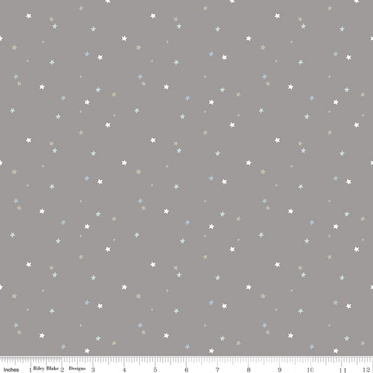 Till The Cows Come Home Stars Steel Flannel by RBD Designers for Riley Blake Designs (sold in 25cm increments)