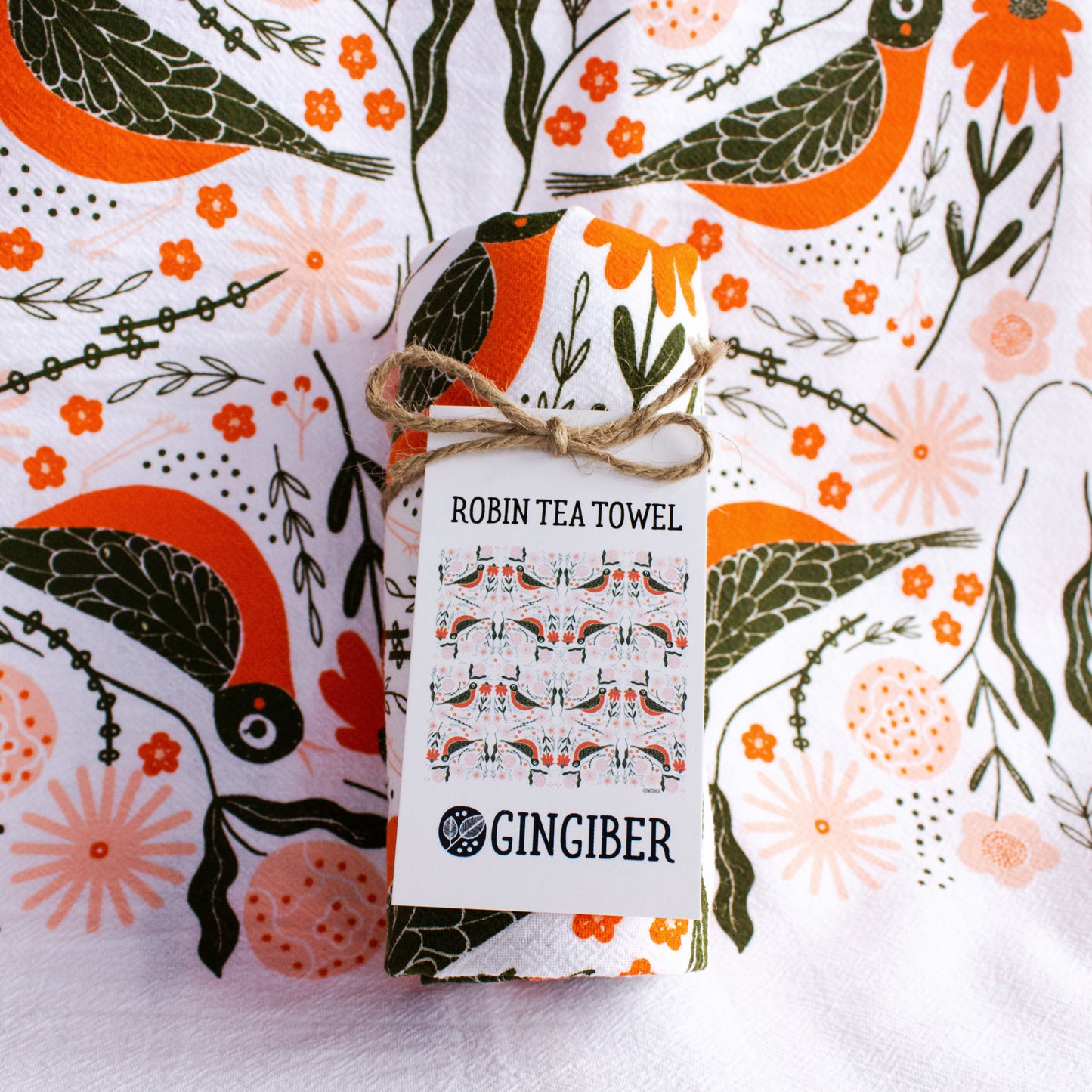 Gingiber Robin Tea Towel