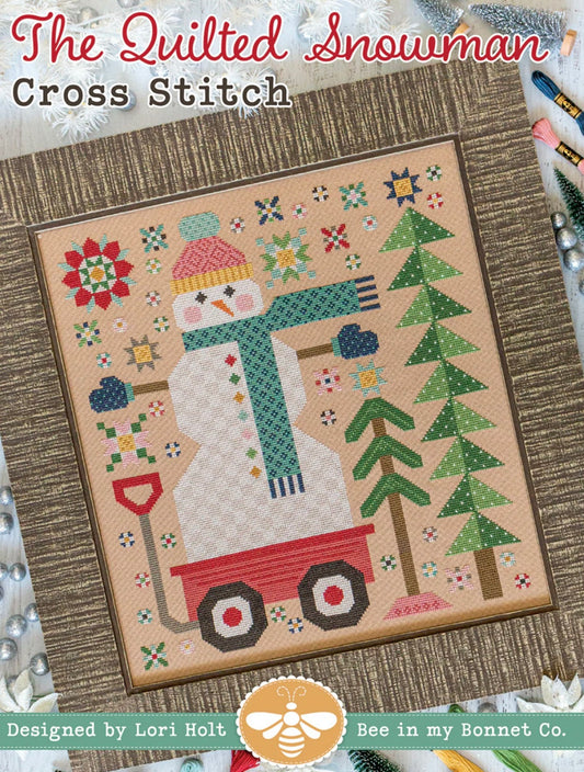 Quilted Snowman Cross Stitch Pattern by Lori Holt of Bee in My Bonnet