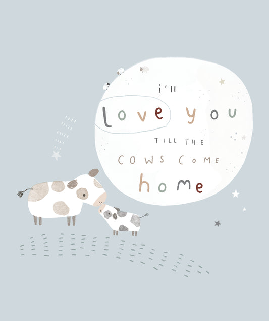 Till The Cows Come Home Panel Blue Flannel by RBD Designers for Riley Blake Designs