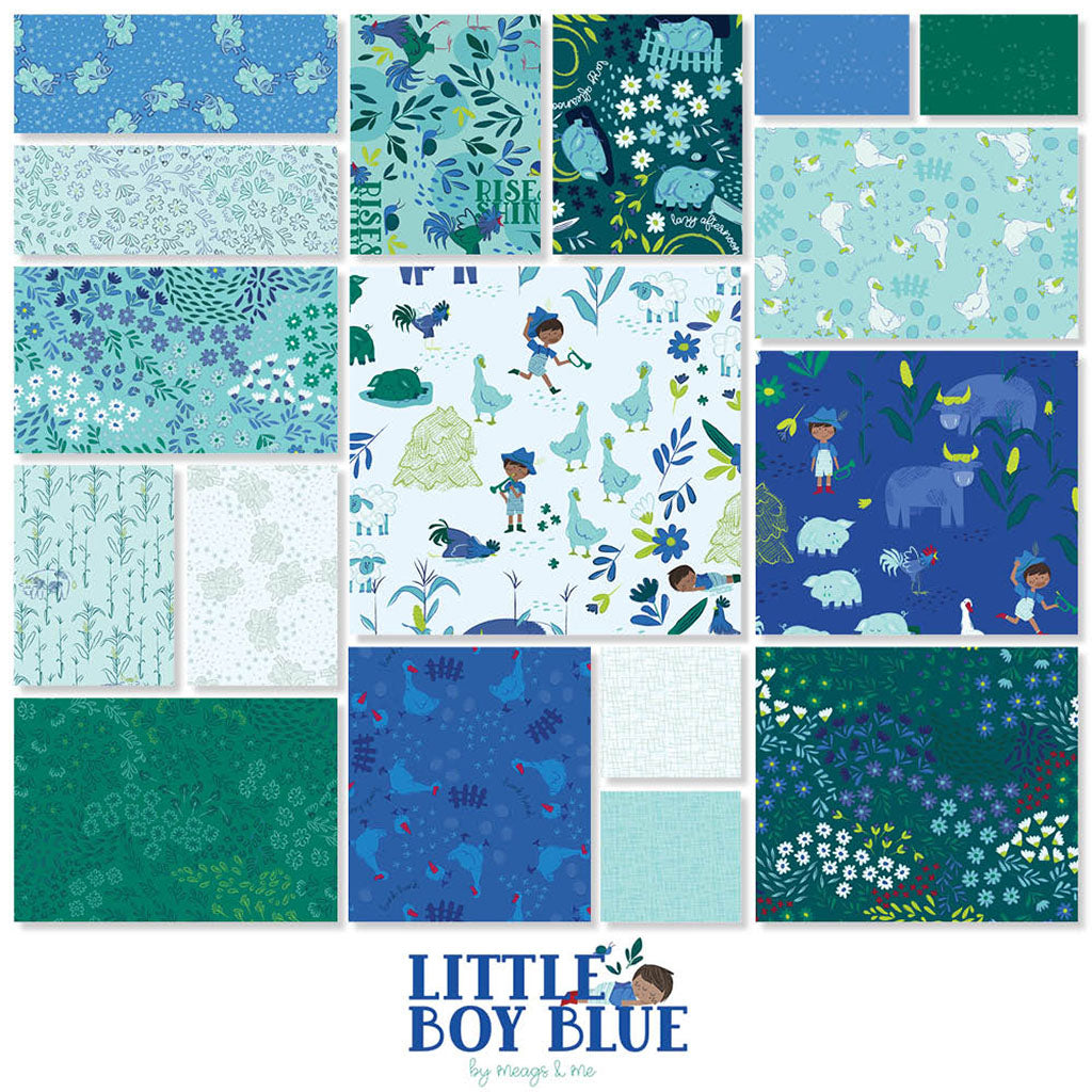 Little Boy Blue Mini Floral Light Teal Y4642-103 by Meags and Me for Clothworks Fabrics (sold in 25cm increments)