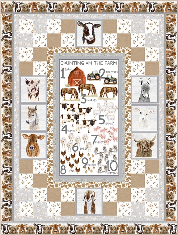 Little Seedlings Farm Counting Panel by Moque Lee Studio for Blank Quilting