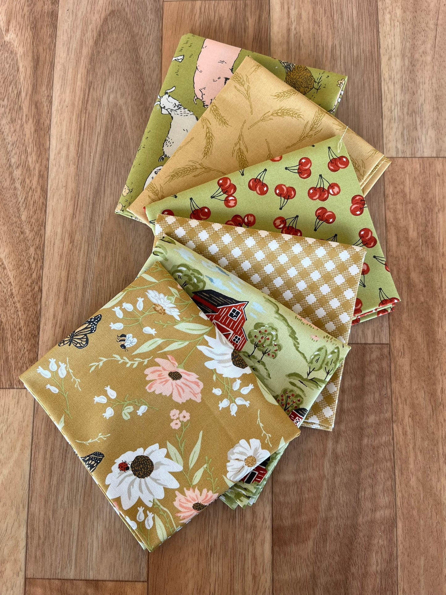 Farmstead Greens Yellows Fat Quarter Bundle by Stacy Iest Hsu for Moda fabrics