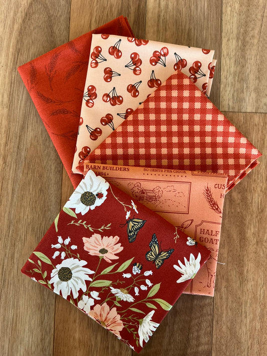 Farmstead Red Fat Quarter Bundle by Stacy Iest Hsu for Moda fabrics