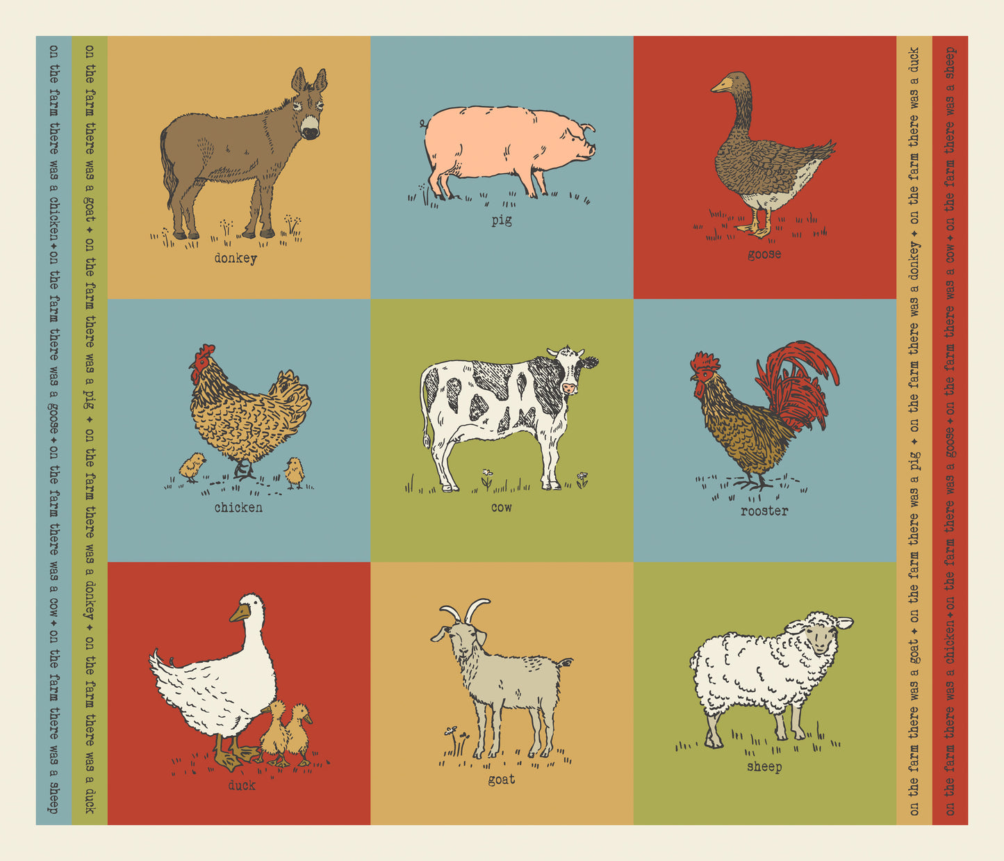 Farmstead Farm Animal Multi Panel 36" M2090811 by Stacy Iest Hsu for Moda fabrics