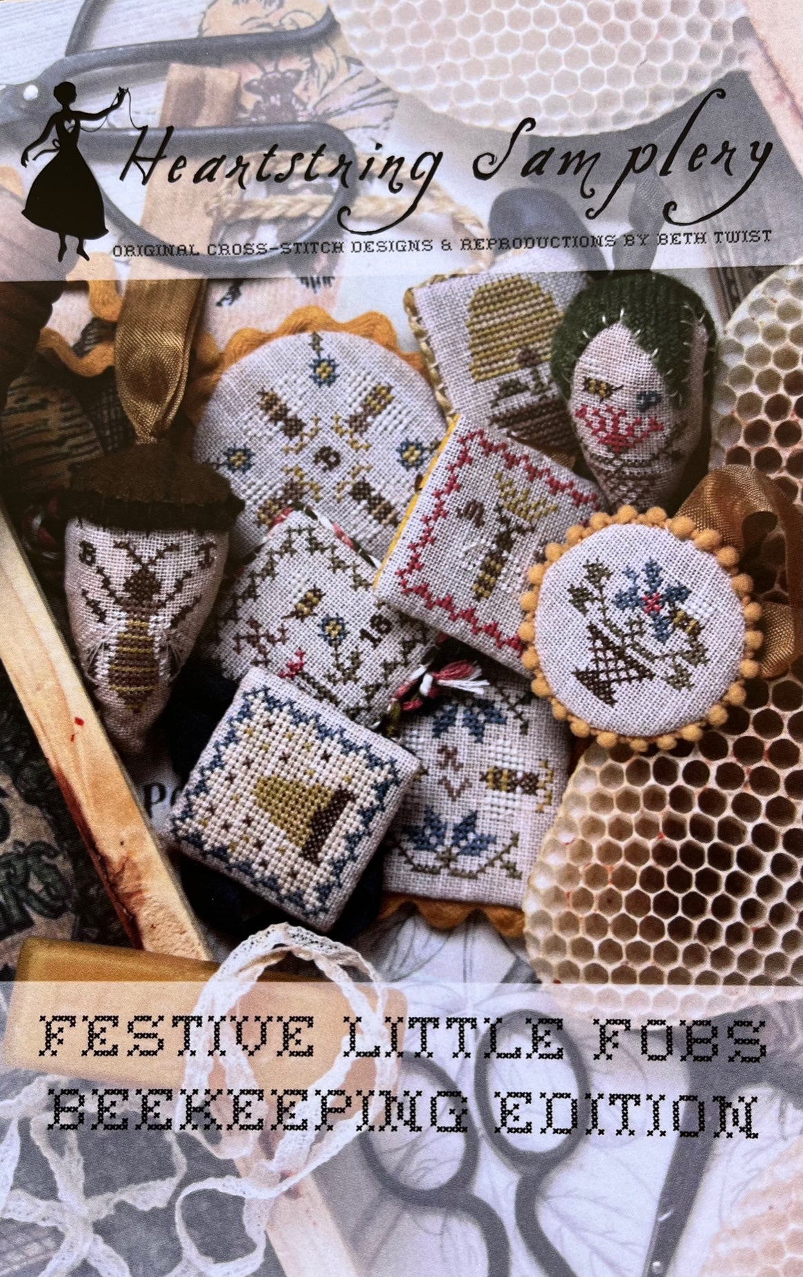 Festive Little Fobs Beekeeping Edition Cross Stitch Pattern by Heartstring Samplery