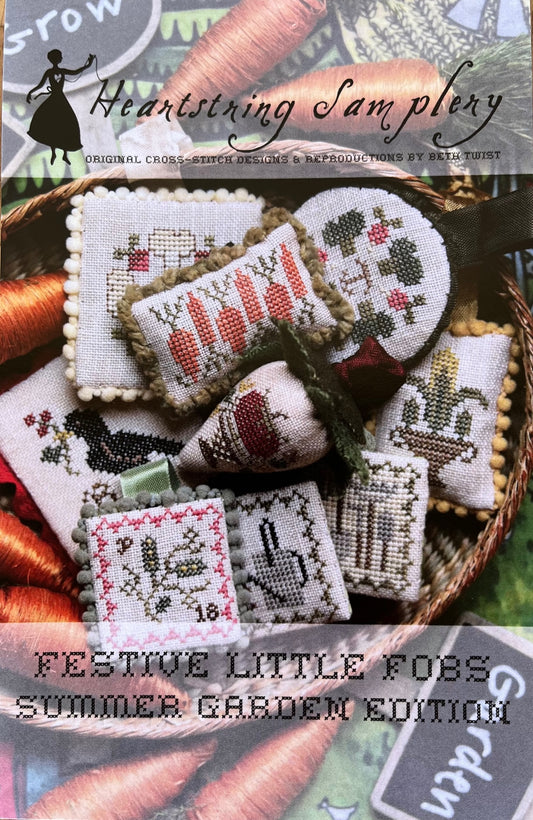 Festive Little Fobs Summer Garden Edition Cross Stitch Pattern by Heartstring Samplery