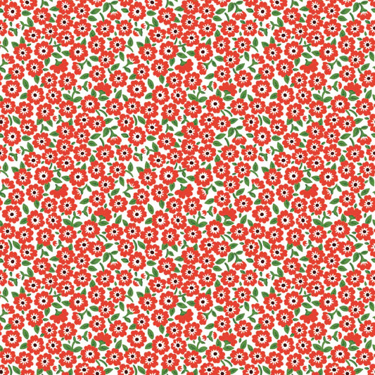 Flower Market Forget Me Nots Red FM25412 by Elea Lutz for Poppie Cotton (sold in 25cm increments)