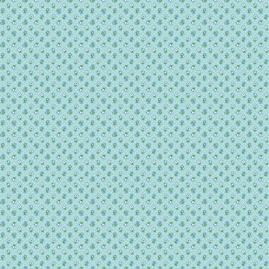 Flower Market Flower Freckles Blue FM25421 by Elea Lutz for Poppie Cotton (sold in 25cm increments)
