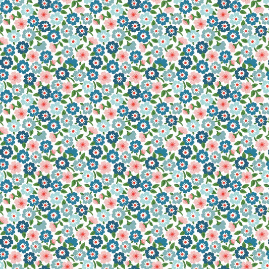 Flower Market Forget Me Nots Blue FM25410 by Elea Lutz for Poppie Cotton (sold in 25cm increments)