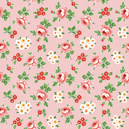 Flower Market Hand Picked Pink FM25408 by Elea Lutz for Poppie Cotton (sold in 25cm increments)