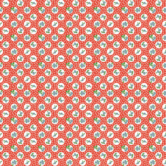Flower Market Pocket Posies Red FM25419 by Elea Lutz for Poppie Cotton (sold in 25cm increments)