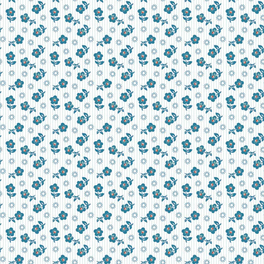 Flower Market Sugar Petals Blue FM25414 by Elea Lutz for Poppie Cotton (sold in 25cm increments)
