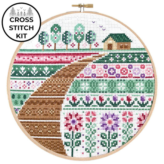 PATTERN Quick Stitch Folk Flowers Cross Stitch Chart Easy -  Israel