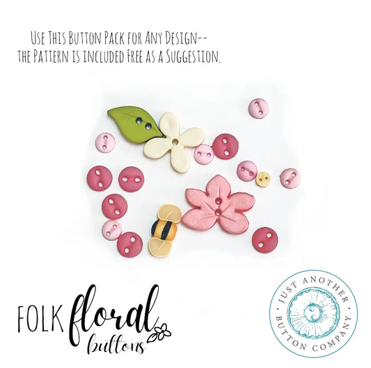 Folk Garden Button Pack Azalea by Just Another Button Co
