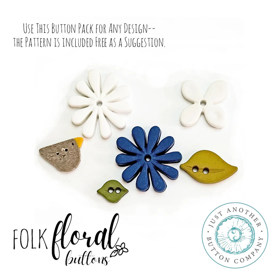 Folk Garden Button Pack Daisies by Just Another Button Co