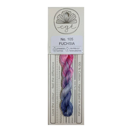 Fuschia Cottage Garden Thread Pre-Cut 6 Stranded Hand Dyed Embroidery Floss