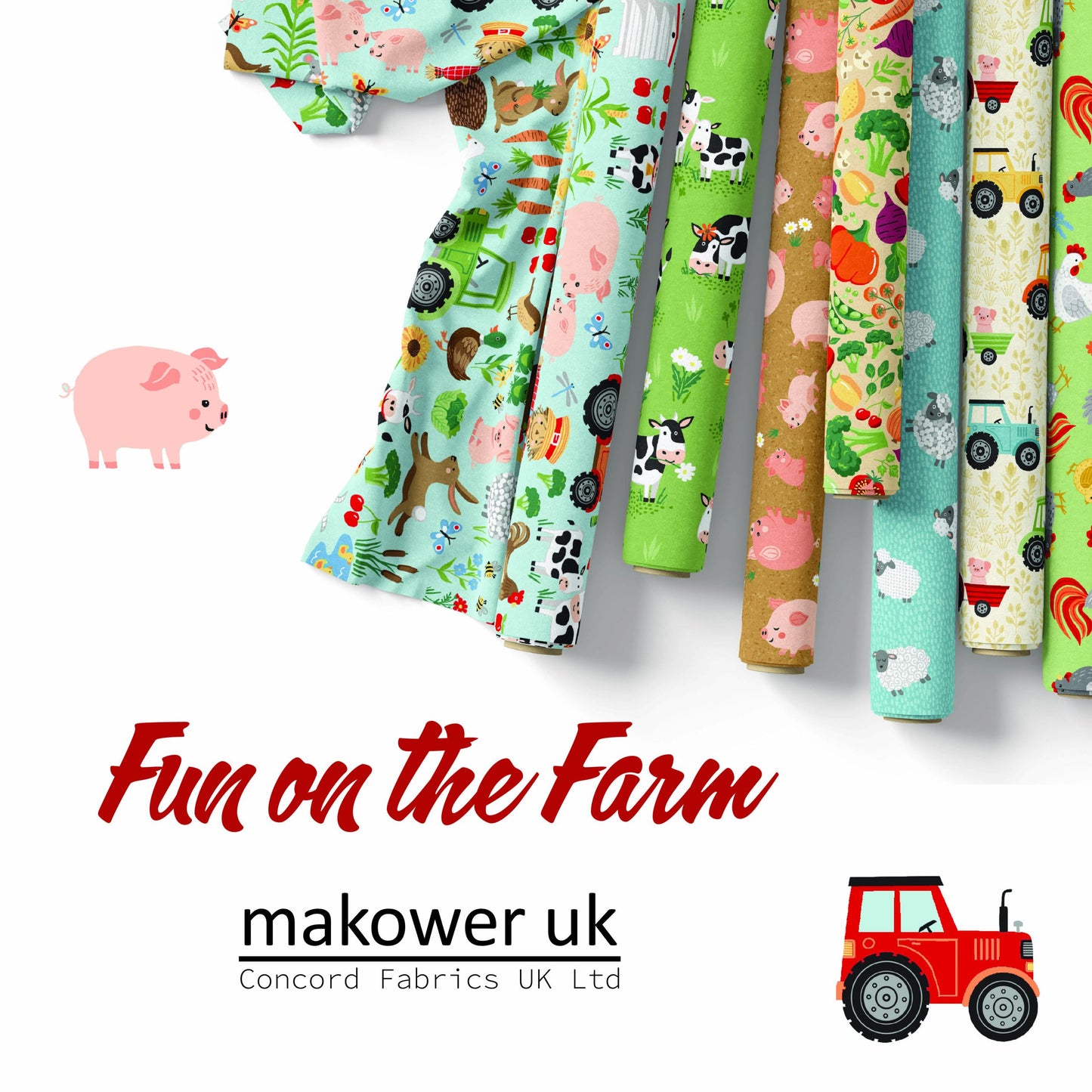 Fun On The Farm Friends Blue M064B by Makower Fabrics (sold in 25cm increments)