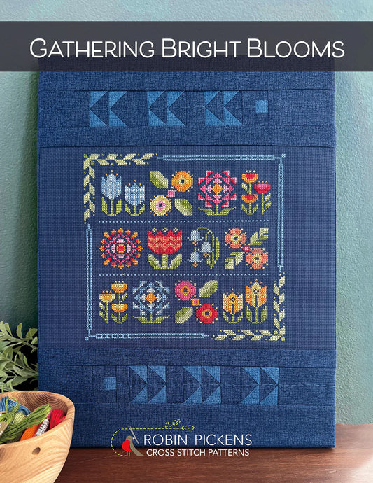 Gathering Bright Blooms Cross Stitch Pattern by Robin Pickens