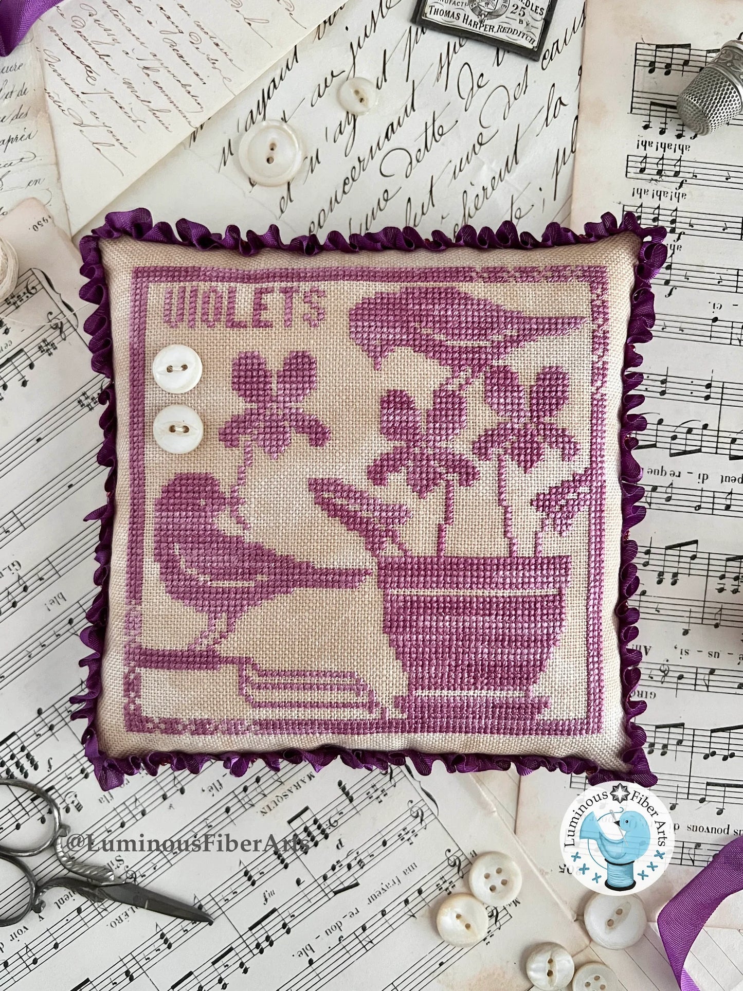 Gathering Violets Cross Stitch Pattern by Luminous Fiber Arts